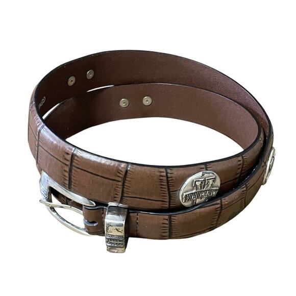 Enmon Vanderbilt Commodores Genuine Leather Grain Metal Belt Brown Size 38 Men